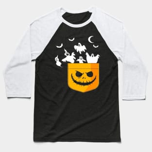 Halloween PockeTShirt Ghosts Peeking Baseball T-Shirt